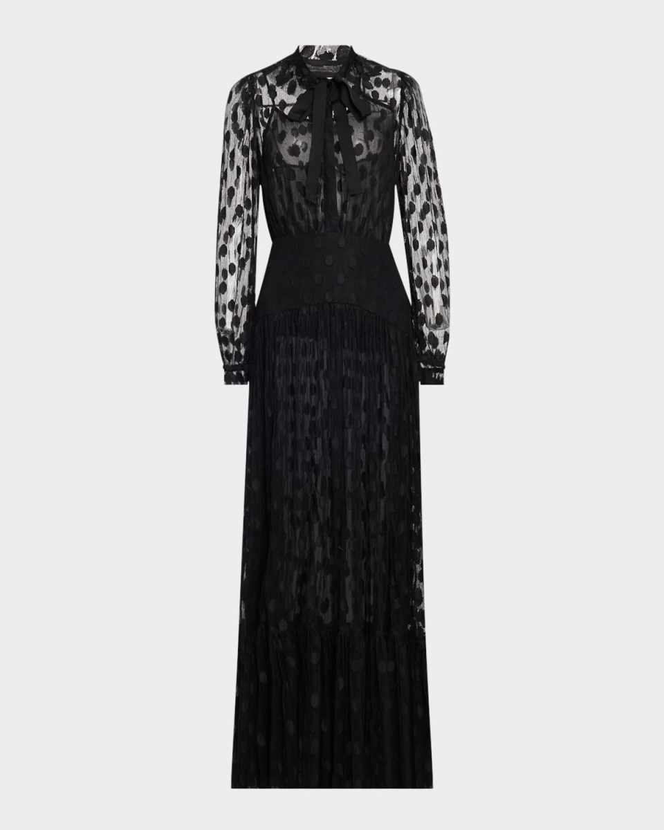 Carla Polka Dot Lace Long-Sleeve Dress